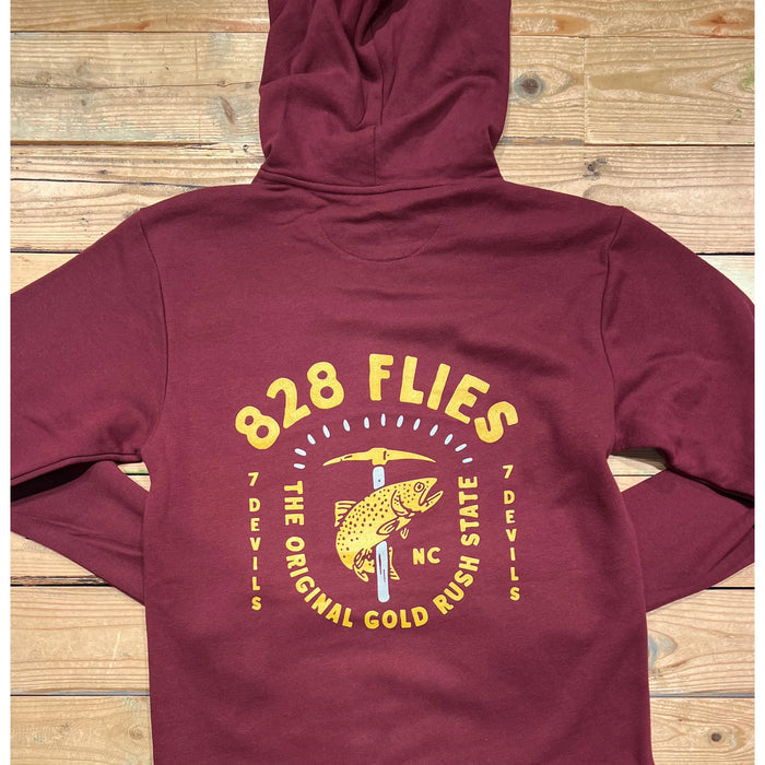 828Flies Sweatshirt Hoodie - Maroon w/Bre Drake Gold rush