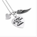 "A piece of my heart is in heaven" Heart Cremation Urn Pendant Necklace w/ Chain