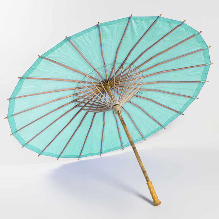 BULK PACK (10-Pack) 32" Cool Mint Green Paper Parasol Umbrella with Elegant Handle