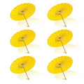 BULK PACK (6-Pack) 32" Yellow Paper Parasol Umbrella with Elegant Handle