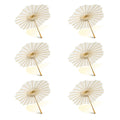 BULK PACK (6-PACK) Beige / Ivory Paper Parasol Umbrella, Scallop Blossom Shaped with Elegant Handle