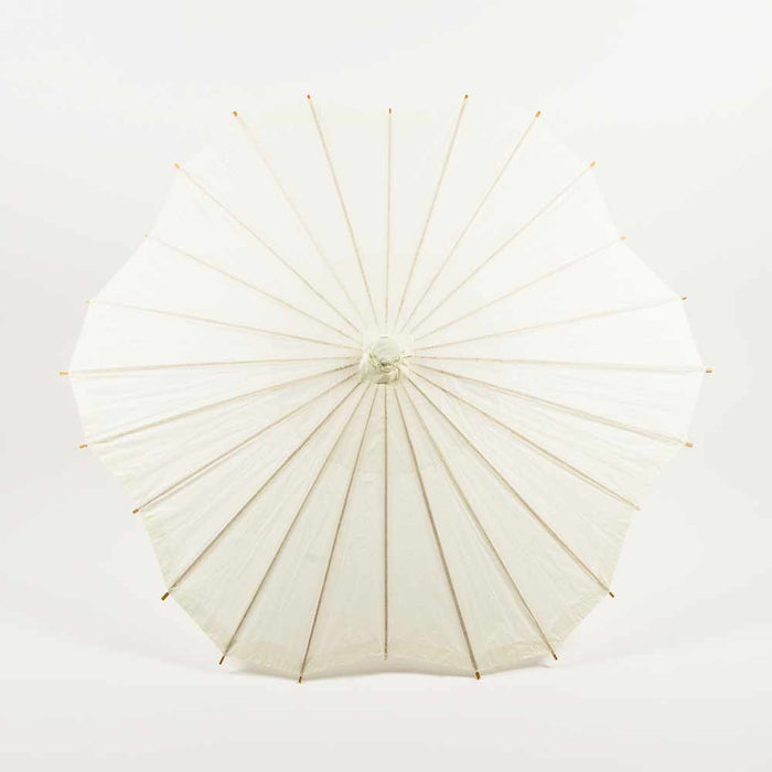 32" Beige / Ivory Paper Parasol Umbrella, Scallop Blossom Shaped - PaperLanternStore.com - Paper Lanterns, Decor, Party Lights & More