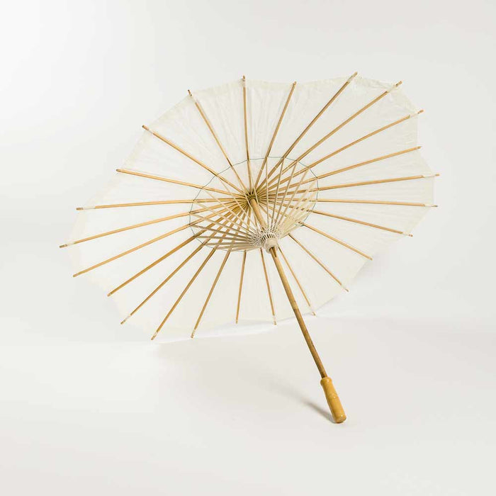 32" Beige / Ivory Paper Parasol Umbrella, Scallop Blossom Shaped - PaperLanternStore.com - Paper Lanterns, Decor, Party Lights & More