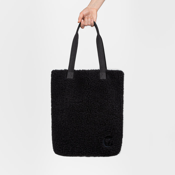 Cloud7 Plush Tote Bag | Black Natural Wool | Luxury Shopper