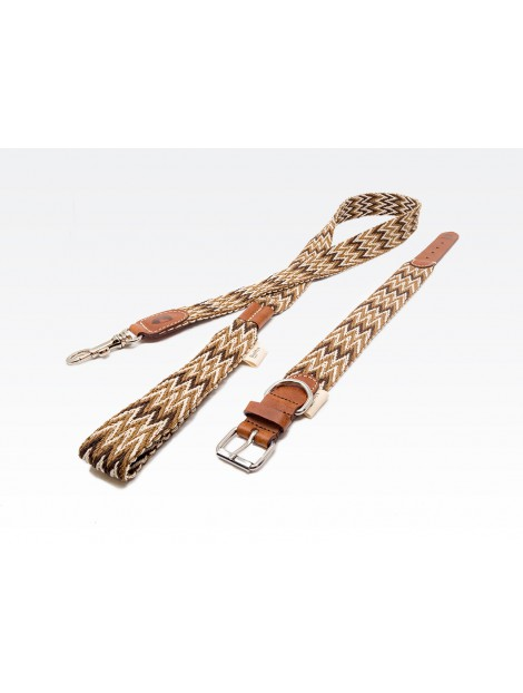 Buddys Dog Wear Peruvian Brown Cott0on Dog Collar Lead Leash