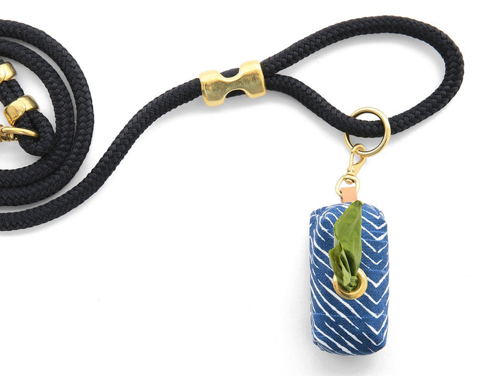 Foggy Dog Navy Herringbone Leash Poop Bag Dispenser