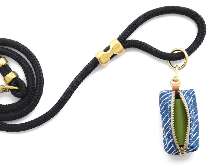 Foggy Dog Navy Herringbone Leash Poop Bag Dispenser