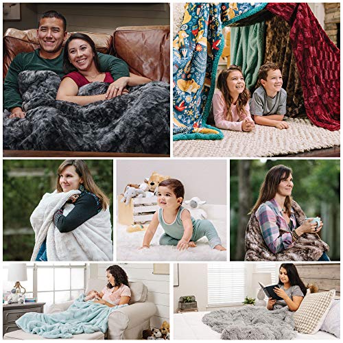 Fur Sherpa Throw Blanket | Color Variation Marble Print  (50" x 65") - EK CHIC HOME