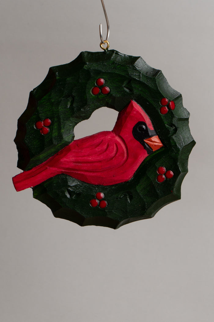 Green Wreath with Bird Ornament