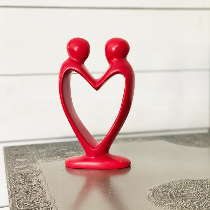 Handcrafted Soapstone Lover's Heart Sculpture in Red - Smolart - TheHomeToGo