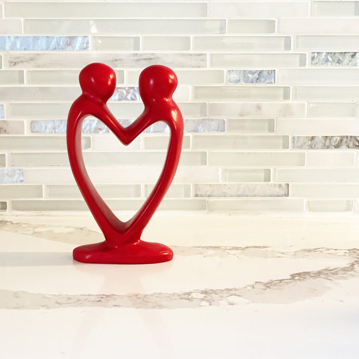 Handcrafted Soapstone Lover's Heart Sculpture in Red - Smolart - TheHomeToGo