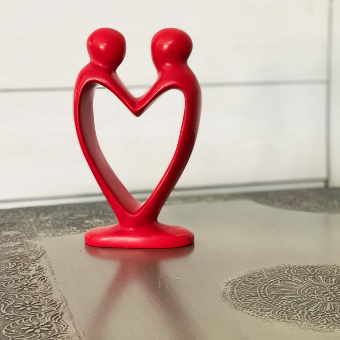 Handcrafted Soapstone Lover's Heart Sculpture in Red - Smolart - TheHomeToGo