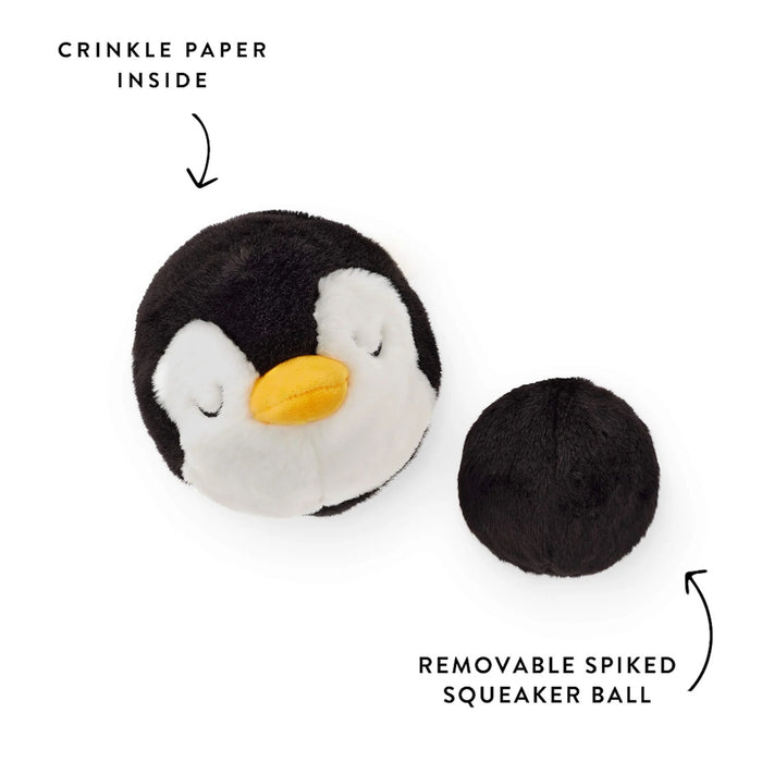 Holiday Squeaky Interactive Plush Dog toys, Penguin 2-in-1 Bounce Toy