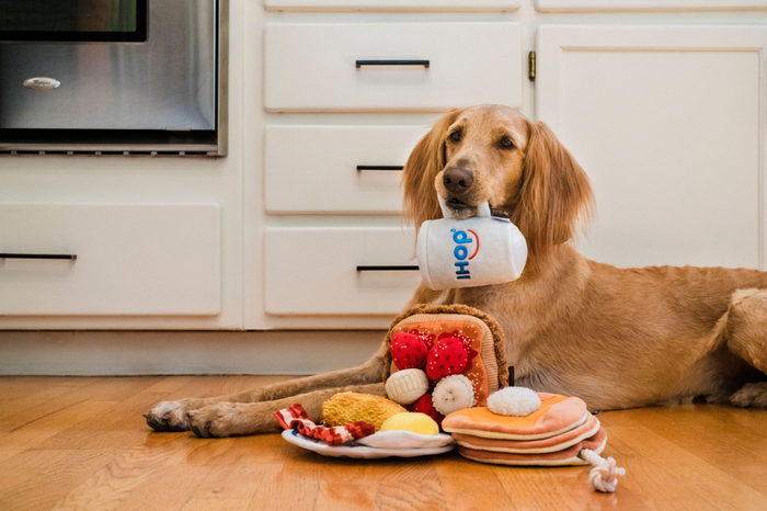 IHOP x P.L.A.Y. Squeaky Plush Dog toys, Breakfast Bundle