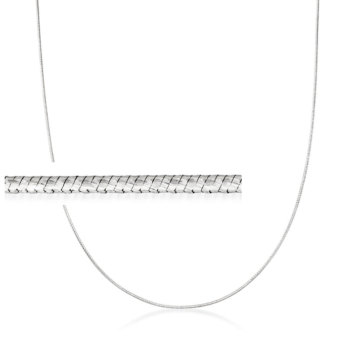 Sterling silver snake-chain necklace with diamond-cut links, adjustable length
