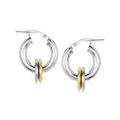 Italian Sterling Silver and 18kt Gold Over Sterling Hoop Drop Earrings with Removable Discs