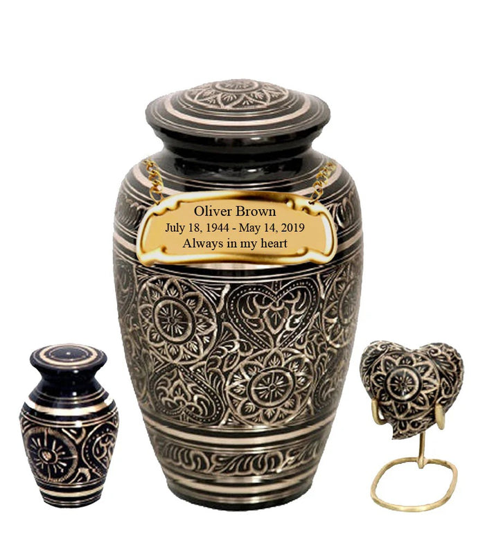 Large/Adult 200 Cubic Inch Metal Golden Aura Funeral Cremation Urn for Ashes