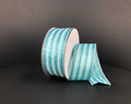 Light Blue w/ White & Blue Glitter Stiped Wired Ribbon - 1.5" x 10yds