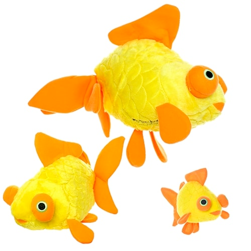 Mighty Ocean Dog Squeaky Toy, Gideon the Goldfish (mini and regular size)