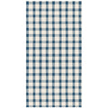 A rectangle guest napkin featuring painted gingham grid check pattern made of light blue lines intersecting at blue squares, on a white background.