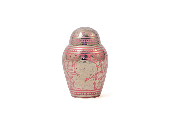New, Brass Set of 6 Rose Keepsake Funeral Cremation Urns, 5 Cubic Ins each