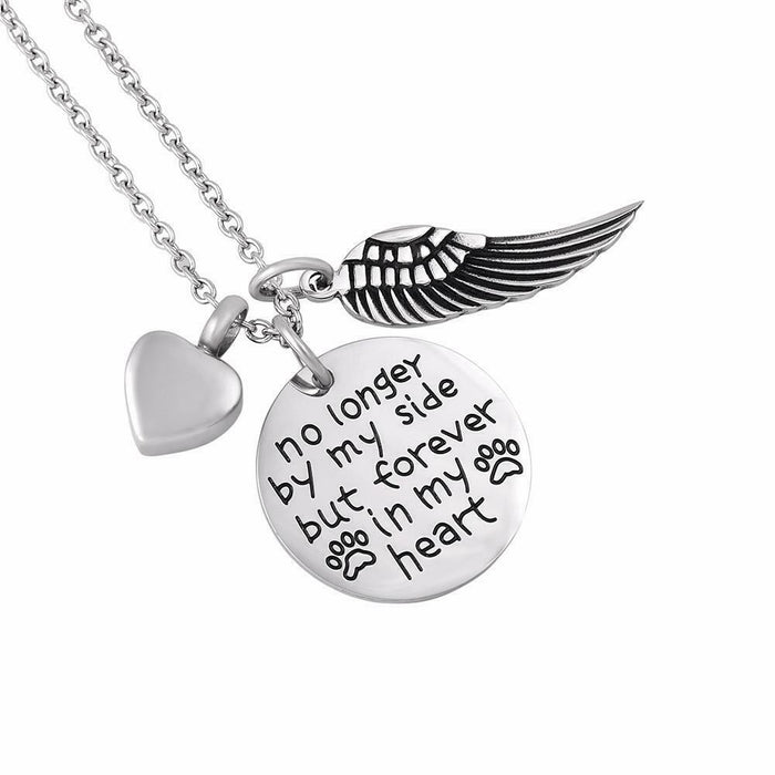 "No Longer by my side but forever in my heart" Circle Cremation Urn Pendant
