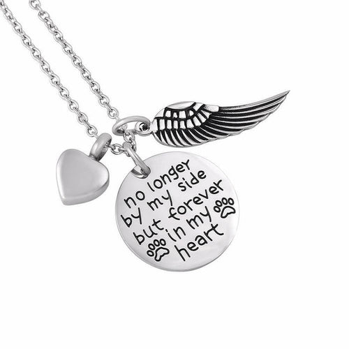 "No Longer by my side but forever in my heart" Circle Cremation Urn Pendant
