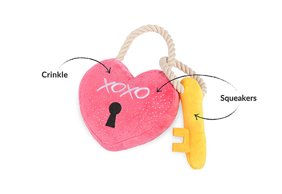 P.L.A.Y. Love Bug Squeaky Plush Dog toys, Bundle