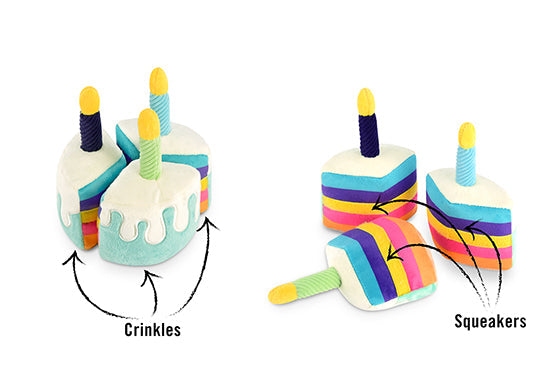 P.L.A.Y. Party Time Plush Dog toys, Bone Appetite Cake