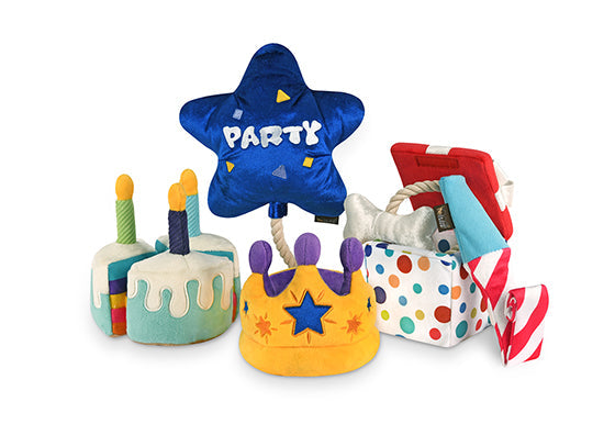 P.L.A.Y. Party Time Plush Dog toys, Bone Appetite Cake