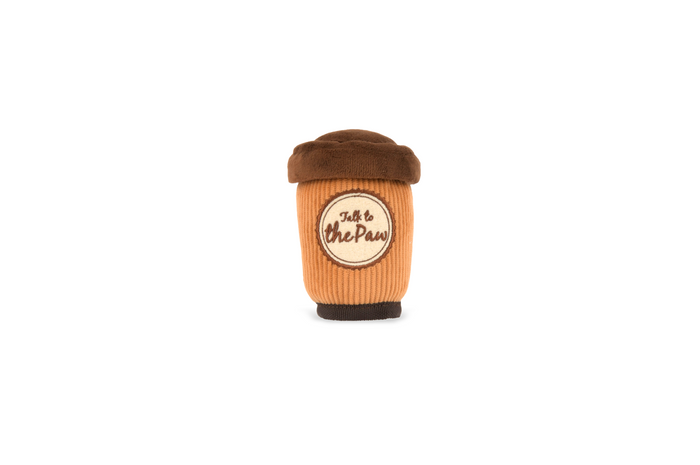 P.L.A.Y. Pup Cup Cafe Squeaky Plush Dog toys, Doggo's Java (mini sized)