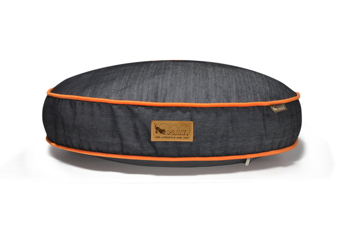 Round Dog Bed, Urban Denim MedievalBlue and Mandarin