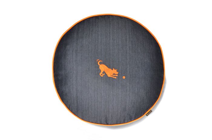 Round Dog Bed, Urban Denim MedievalBlue and Mandarin