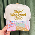 Slow Weekend Club Trucker Hat - Cream / Patchwork || BY Etta & East