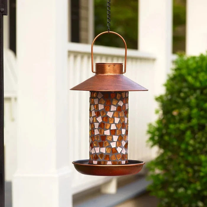 Smart Solar Adelie Mosaic Glass Bird Feeder with Solar Light - Copper 38260108 20UNPKD-T