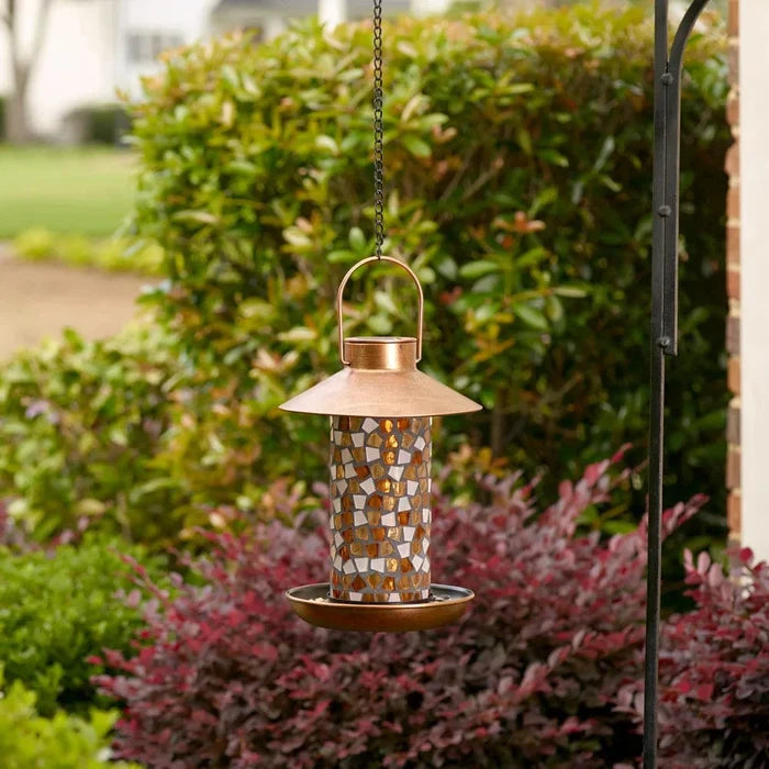 Smart Solar Adelie Mosaic Glass Bird Feeder with Solar Light - Copper 38260108 20UNPKD-T