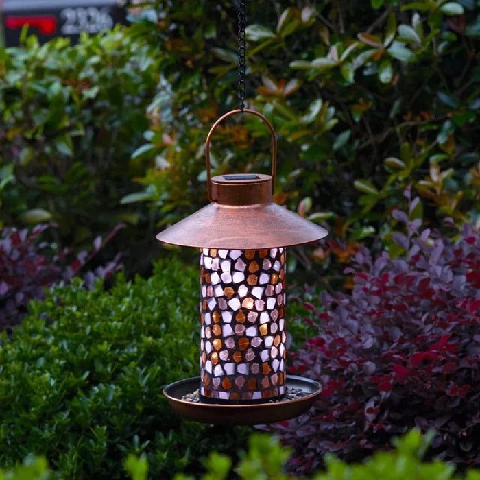 Smart Solar Adelie Mosaic Glass Bird Feeder with Solar Light - Copper 38260108 20UNPKD-T