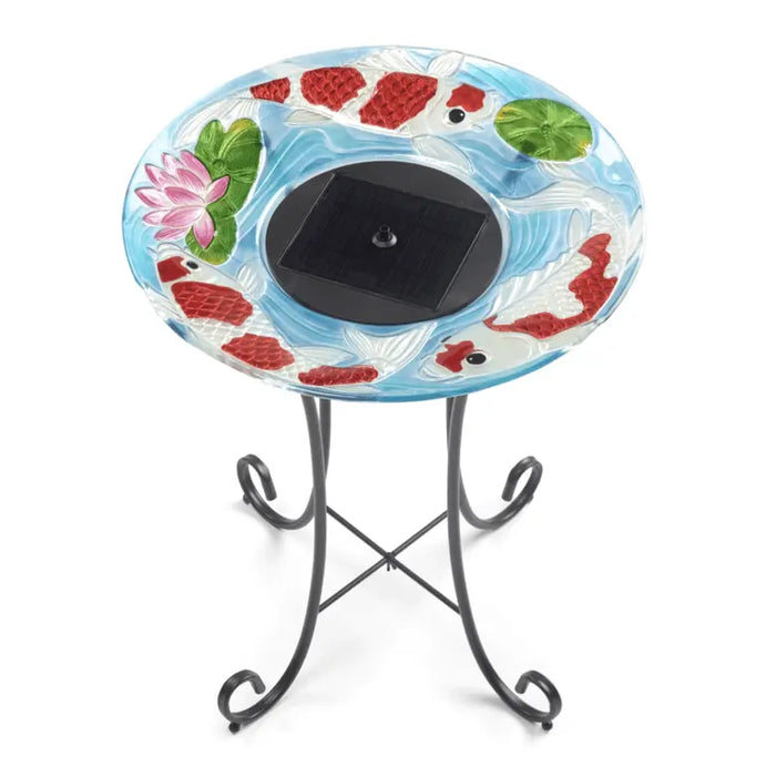 Smart Solar Japanese Koi Glass Solar Birdbath 20225R01 20225R01