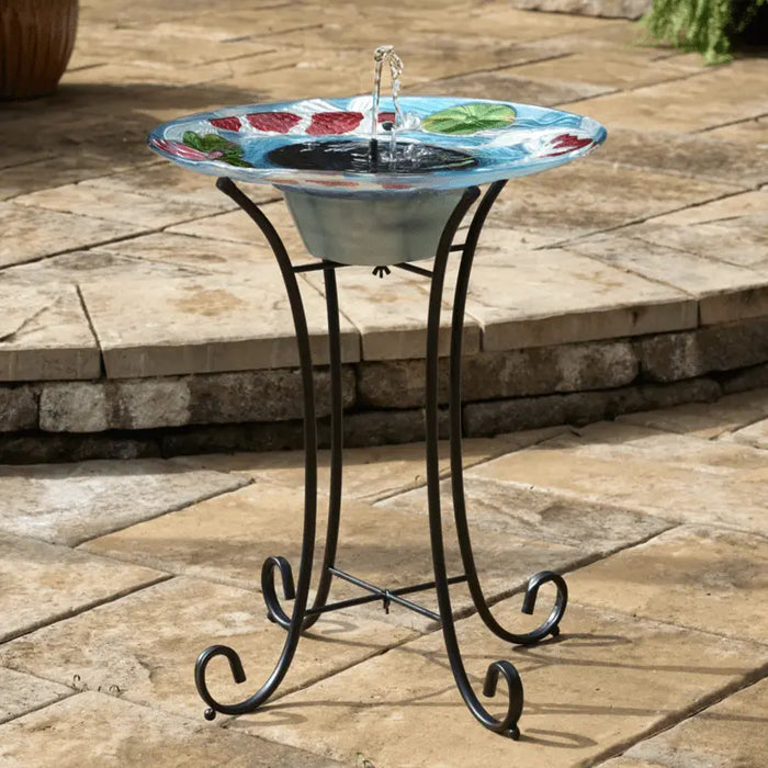 Smart Solar Japanese Koi Glass Solar Birdbath 20225R01 20225R01