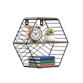 Sorbus Floating Shelves Hexagon Wall Mounted Metal & Rustic Wood Storage - EK CHIC HOME