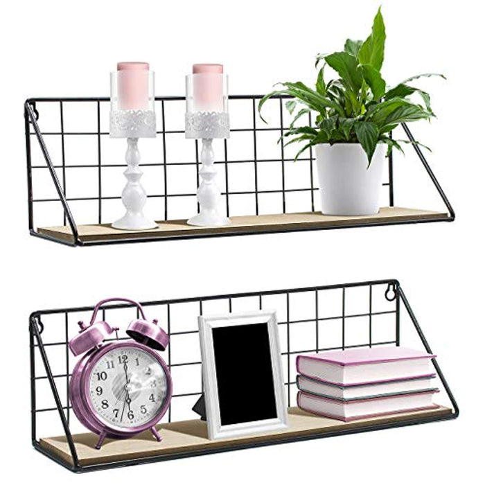 Sorbus Floating Shelves Wall Mounted Rustic Wood Storage Set for Picture Frames - EK CHIC HOME