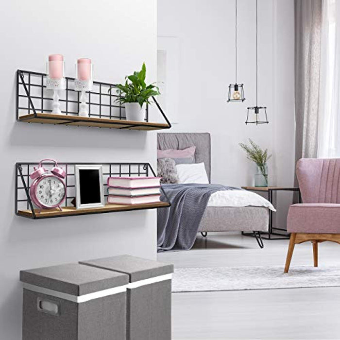 Sorbus Floating Shelves Wall Mounted Rustic Wood Storage Set for Picture Frames - EK CHIC HOME