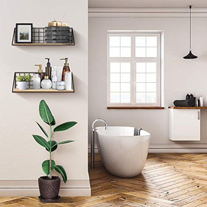 Sorbus Floating Shelves Wall Mounted Rustic Wood Storage Set for Picture Frames - EK CHIC HOME