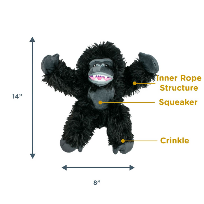 Squeaky Plush Dog Toy: Gorilla Rope Body