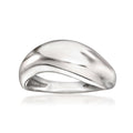Sterling silver sculptural ring with curved open oval band, polished finish