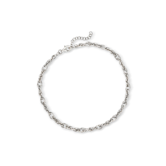 Sterling silver Singapore-chain anklet with lobster clasp and round link design