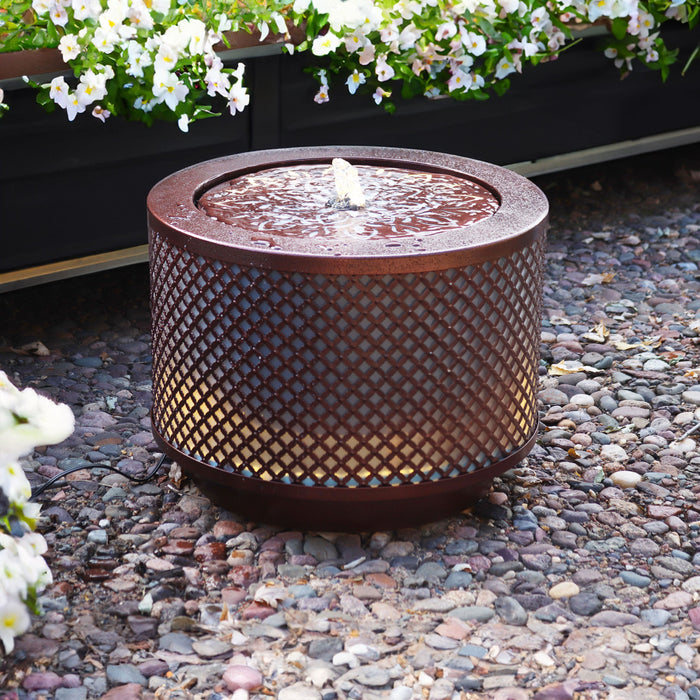 Sunnydaze 11.75" Repeating Diamond Cylinder Iron Outdoor Water Fountain QZC-366