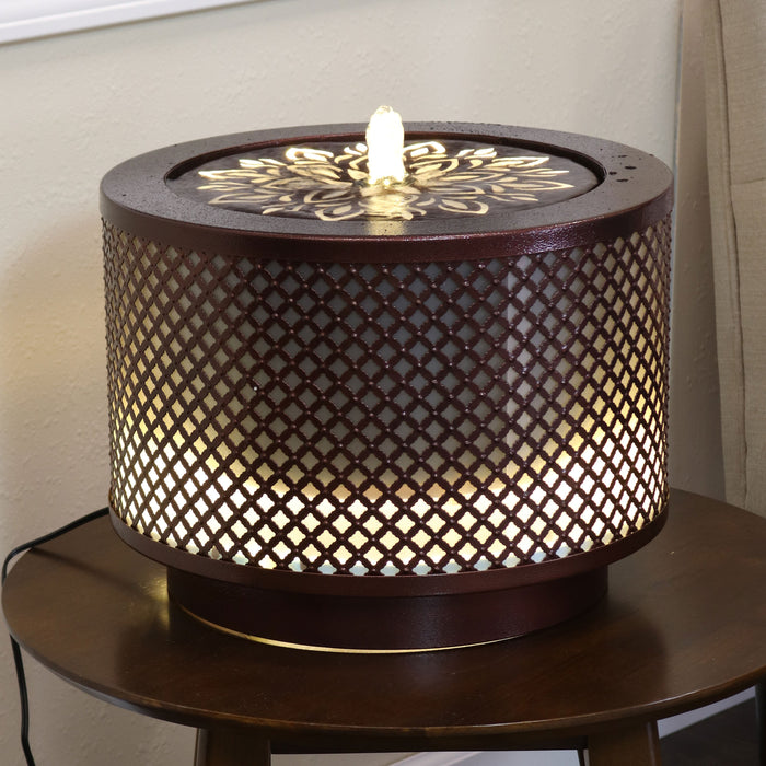 Sunnydaze 11.75" Repeating Diamond Cylinder Iron Outdoor Water Fountain QZC-366