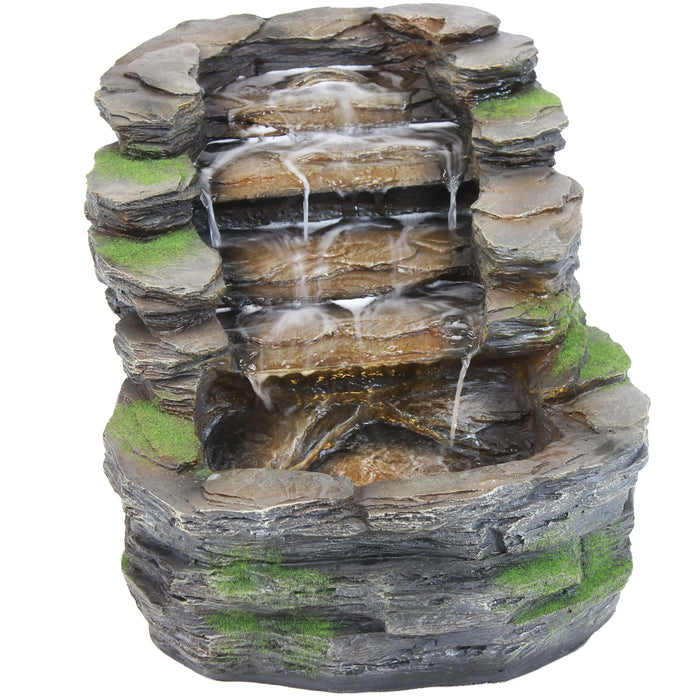 Sunnydaze 13" Shale Falls Outdoor Fountain with LED Lights XSS-455