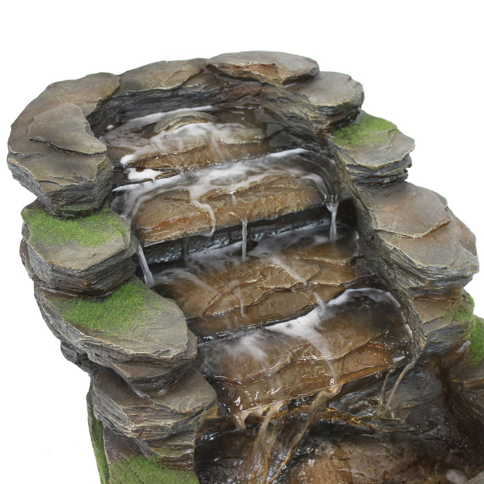 Sunnydaze 13" Shale Falls Outdoor Fountain with LED Lights XSS-455